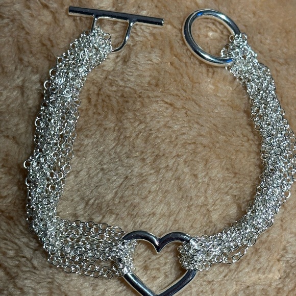 Sterling Silver 925 Chic Silver Heart Chain Bracelet - Picture 3 of 6